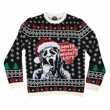 Scream Ghostface "Santa, am I on the Naughty List?" Ugly Christmas Sweater